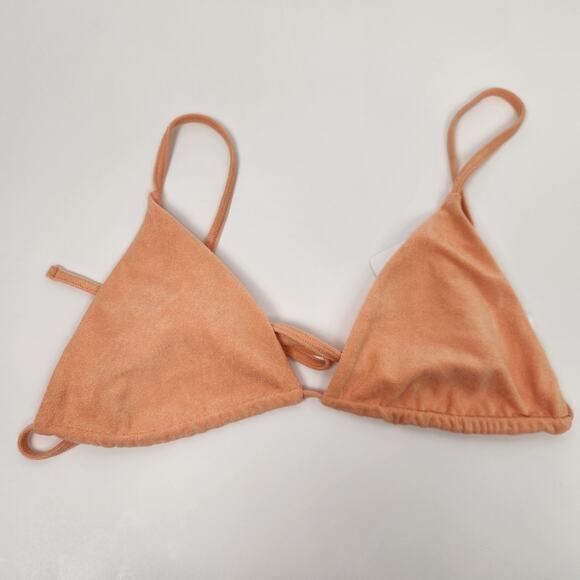 L*Space Brittany Triangle Bikini Top in Tangy Terry Orange Size Medium NWT - Picture 2 of 5
